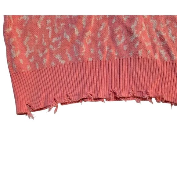 Anthropologie Fate Size M Pullover V-Neck Pink Sweater Animal Print Distressed - Picture 7 of 9